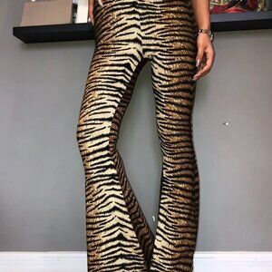 Viral TikTok Leopard Print Flare Pants – High Waist Bell Bottom – L – New